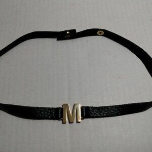 Leather Animal Collar Letter Initial M Adjustable MCM Fancy Classy Bling Bling